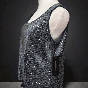 Donna Karan Silver Sequin Tank Top
